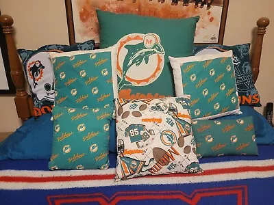 8 Vinatge Miami Dolphins Pillows old Designrare  • $200