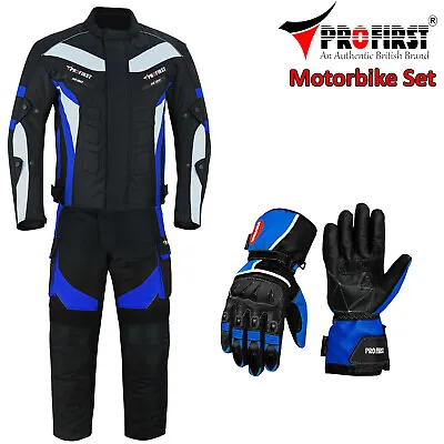 Men Motorbike Motorcycle Armoured Waterproof Suit Jacket Trousers Gloves Set UK • $144