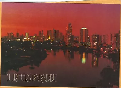 Night Lights Of Surfers Paradise Aerial Queensland Bartel Postcard • $8.95
