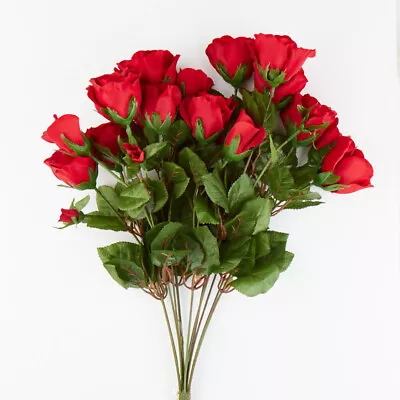 Artificial Red Rose With Buds 21  Floral Decorative Bush • $27.29