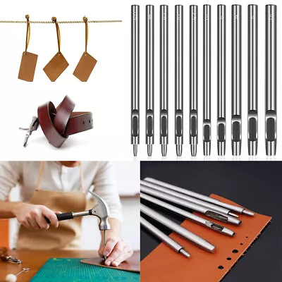 0.5-5mm Hollow Gasket Hole Punch Set Leather Craft Watch Strap Belt Puncher Tool • £6.91