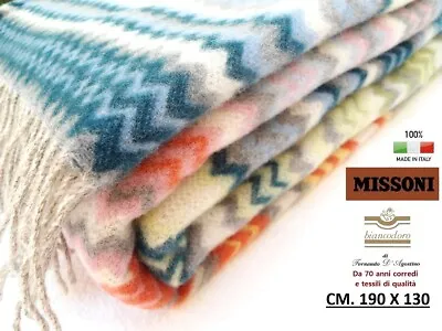 Plaid Blanket Missoni Cms. 130 X 190 With Fringe Soft Wool Shaved 87% Po 13 • $309.61
