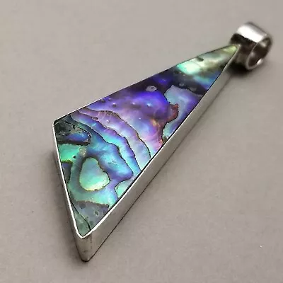 Solid Sterling Silver Abalone Shell Necklace Pendant 925 - 6.6g • £23.99