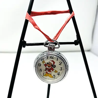 Santa Mickey Mouse Packet Watch Christmas Ornament 1960s Vintage Plastic • $9.95