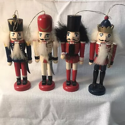 Set Of 4 Wooden Nutcracker Ornament Figures Round Bases 5  Tall • $10