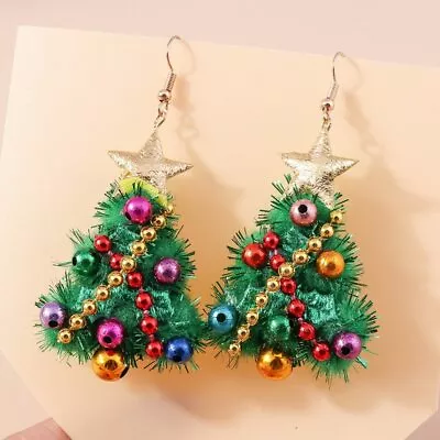 Green Christmas Tree Earrings Hook Drop Dangle Women Xmas Party Jewelry Gift New • $3.10