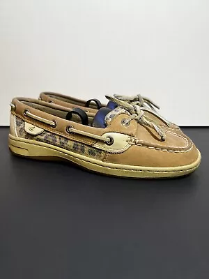 Sperry Top Sider Angelfish Women’s Sequin Leopard Print Boat Shoes / Size 6.5M • $23