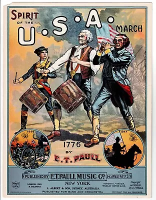 1924 E.T. Paull Spirit Of The U.S.A. March Sheet Music Solo Beautiful Litho • $30
