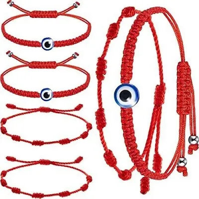 Pulsera Roja 7 Nudos 6 Piezas Cordón Ajustable La Protección Del Mal De Ojo • $11.29