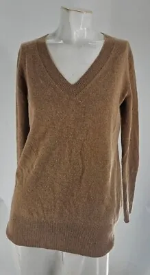 3189 J Crew Collection Womens Brown Italian Cashmere V Neck Sweater M • $28.69