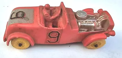 Vintage Auburn Rubber Race Car #9 Red Car With Driver 4  • $11.99