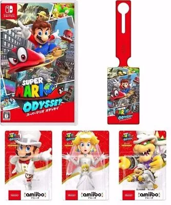 NEW Switch Super Mario Odyssey + Amiibo Wedding Style Mario Peach Kuppa +  Tag • $224.52