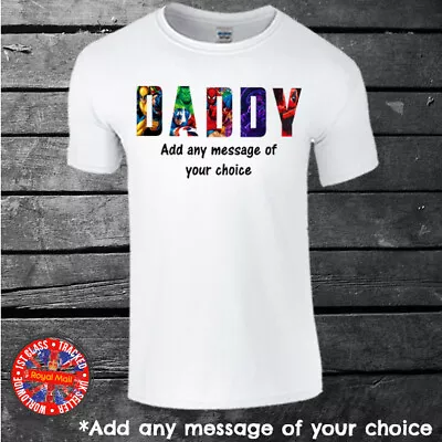 Marvel Collage Personalised Daddy T-shirt Father's Day Gift *SIZES UP TO 5XL • £9.99