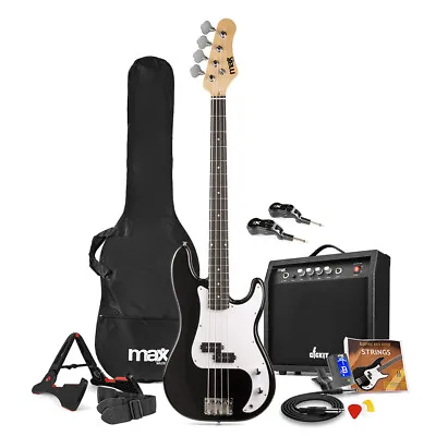 Wireless Electric Bass Guitar Set With 40W Amplifier Accessories - GigKit Black • £190