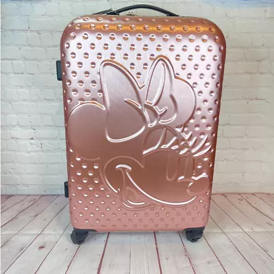 Disney Minnie Mouse Rose Gold Hardshell Spinner Carry On Travel Luggage 24  • $160