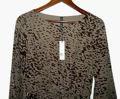 W118 Walter Baker Dress Georgia Brown Abstract Bell Sleeve Mini  Womens XS NWT • $24.88