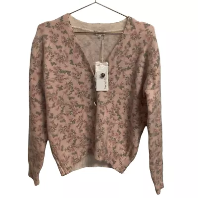 Bartolini Made In Italy Floral Mohair Alpaca Blend Cardigan Sweater L NWT • $42