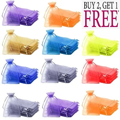 £11.89 • Buy ORGANZA BAGS Wedding Party Favour Gift Bag Candy Jewellery Pouch Large Small 
