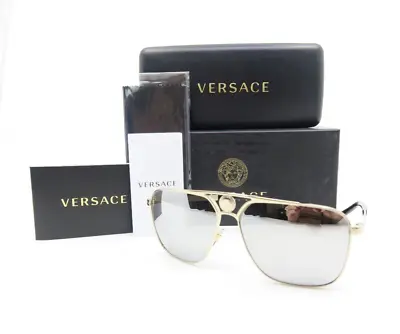 Versace MOD. 2238 1252/6G Pale Gold Grey Mirror Silver New Men's Sunglasses. • $135