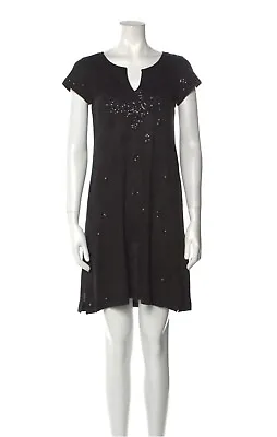$295 Calypso St Barth Dress Black Sequin Embellished Embroidered Emeline S 2 4 6 • $99