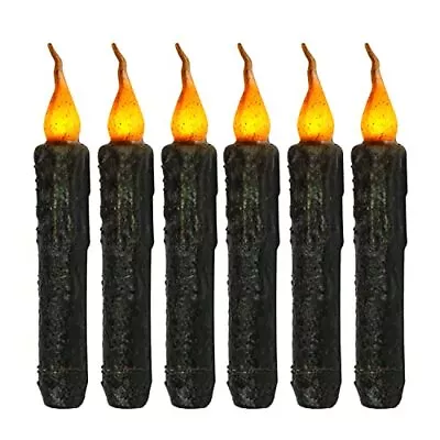 Taper Primitive Candles 6pcs Real Wax Hand Dipped Battery Operated Flameless • $13.14