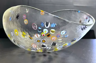 Murano Glass Millefiori Bowl Handblown Multicolor Glass Bowl Handmade In Italy • $280