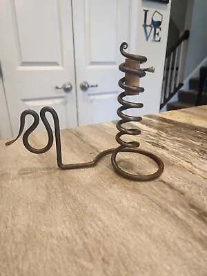 Vintage Primitive Wrought Iron Courting Candle Holder- Hand Forged • $19.99