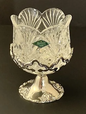 Shannon Crystal Bowl With A Godinger Silver Plated Base Stand Scallopped Edge  • $39.99