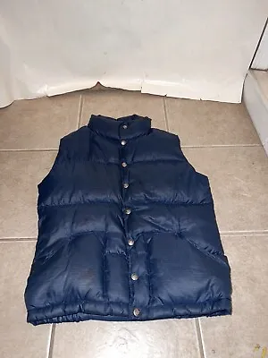 Vtg The North Face Puffer Blue Goose Down Nuptse Vest Mens Size XXS Brown Label • $25