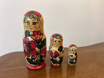 Vintage Matryoshka Nesting 3 Dolls Set Made In USSR 70-80s Babushka • $10