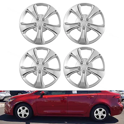 Set Of 4 Full Rim Silver Full Hub Caps Car Wheel Universal Model 17  Wheel Cover • $41.10