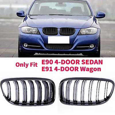 For BMW E90 E91 LCI 3SERIES 2008-2011 Front Bumper Kidney Grille Glossy Black • $24.99