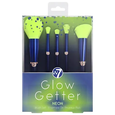 W7 Cosmetics Glow Getter Neon Makeup Brush Set - 5 Piece Cosmetics Powder Blush • £13.19