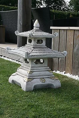 New Two Tier Stone Pagoda Temple Garden Ornament Koi • £169