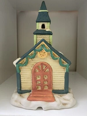 $26.99 • Buy Vintage Christmas Village Church Porcelain Light House Box