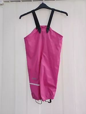 £4.50 • Buy A Pair Of Girls Pink/reflective Waterproof Dungarees Size Uk 3 Years