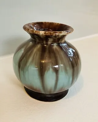 Miniature Vintage Jasba German Drip Glaze Fat Lava Vase Teal/Brown Foreign 511/6 • £3