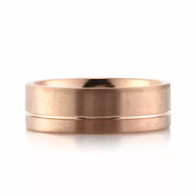 Mark Broumand Men's Satin Wedding Band In 14k Rose Gold 7.0mm • $744