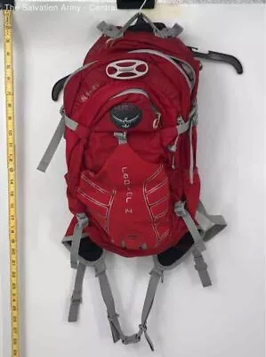 Osprey Mens Red Raptor Adjustable Strap Inner Pockets Zipper Hiking Backpack • $16.51