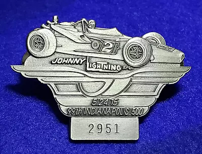 2015 Indy 500 SILVER #2951 Pit Pass Pin Badge (MINT) - JUAN PABLO MONTOYA Wins! • $79