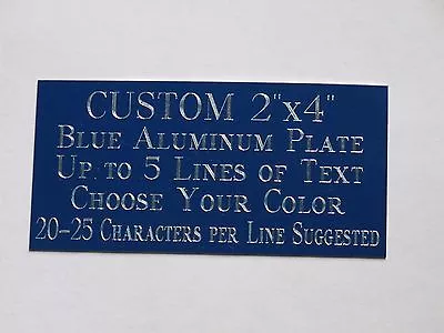 Custom Engraved Plate Blue Aluminum 2 X4  Custom Name Plate Plaque Art Label Tag • $7