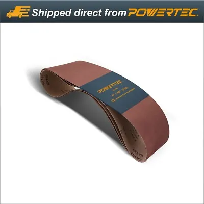 POWERTEC 3pcs 6 X 48  Sanding Belt 80 Grit Aluminum Oxide Sandpaper(110533) • $18.99