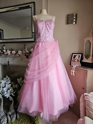 Ladies Women's Pink Prom Dress Ballgown Princess Size 10 Corset Back Occasion  • £70