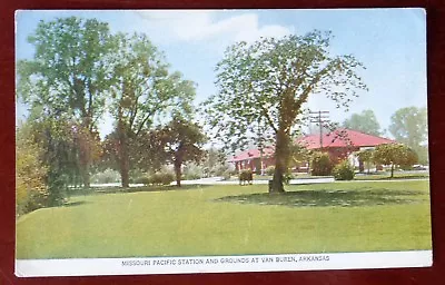 Vintage VAN BUREN ARKANSAS Postcard MISSOURI PACIFIC RR TRAIN STATION Depot USA • $25.55