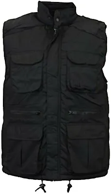 Black Bodywarmer Workguard Padded Gilet Body Warmer Multi Pocket Jacket • £22.36