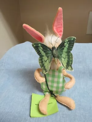 Annalee Mobilitee Vintage 1971 Green Butterfly Face Easter Bunny Rabbit With Tag • $9.99