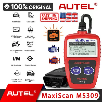 Autel MaxiScan MS309 OBD2 Check Engine Car Diagnostic Tool Code Reader Scanner • $16.99