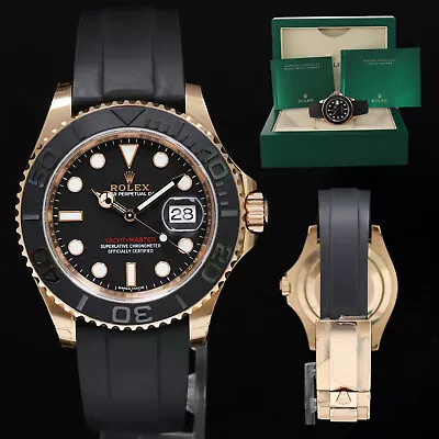 MINT 2017 Rolex Yacht-Master 116655 Everose Gold 40mm Black Oysterflex Watch Box • $23992.13