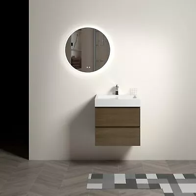 24 Dark Oak Bathroom Vanity W/SinkOne-Piece Sink Basin Without Drain And Faucet • $460.81