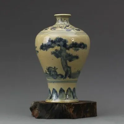 Marked Chinese Ming Blue And White Porcelain Hand Painting Pine Vase 6.5  • $64.60